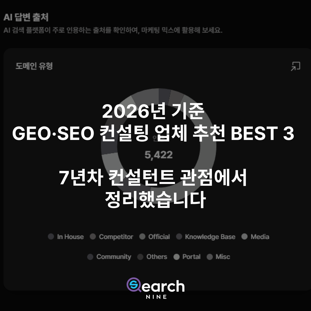 2026년 기준 GEO/SEO 컨설팅 업체 추천 BEST 3, 7년차 컨설턴트 관점에서 정리했습니다.